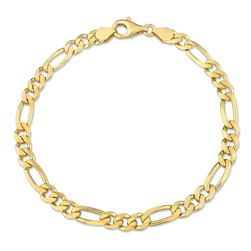 Sharp stone bracelet-Miadora 18kt Yellow Gold Plated Sterling Silver Figaro Men's Bracelet