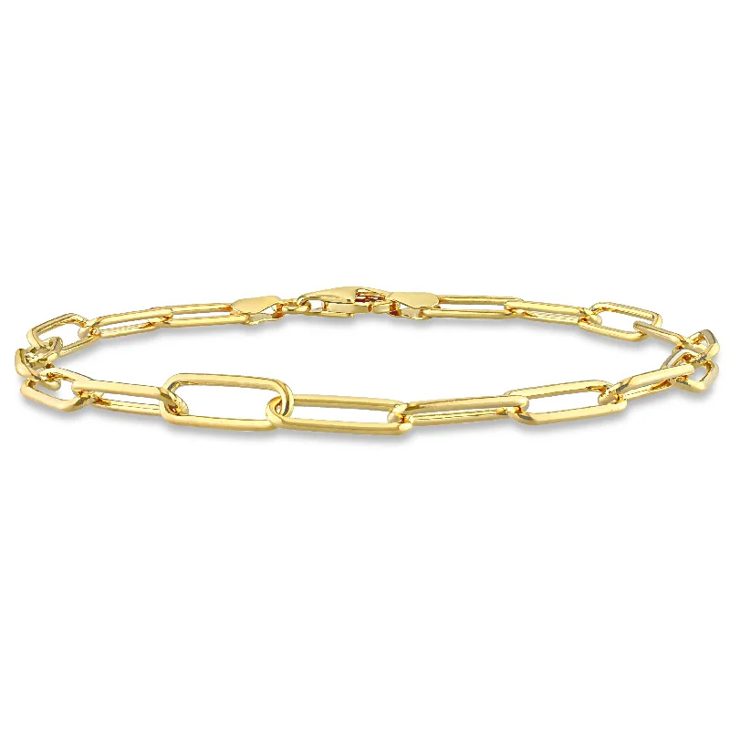 Elevated stone bracelet-Miadora 18kt Yellow Gold Plated Sterling Silver Paperclip Men's Bracelet