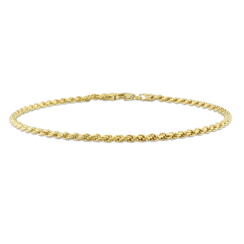 Ruffled rim bracelet-Miadora 18kt Yellow Gold Plated Sterling Silver Rope Chain Men's Bracelet