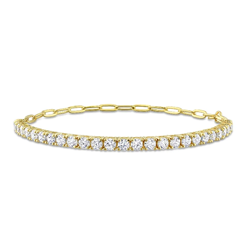 Shiny gem bracelet-Miadora 5ct TGW Cubic Zirconia Tennis Bracelet in Yellow Silver