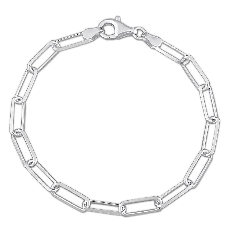 Sharp stone bracelet-Miadora 5mm Diamond Cut Paperclip Chain Bracelet Sterling Silver