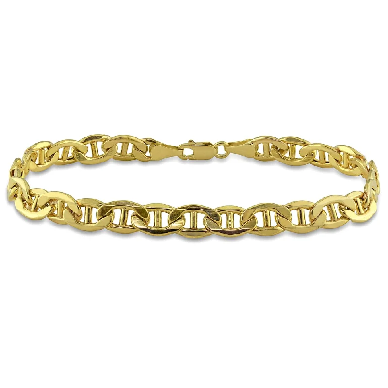 Full sapphire bracelet-Miadora Men's 10k Yellow Gold Link Bracelet