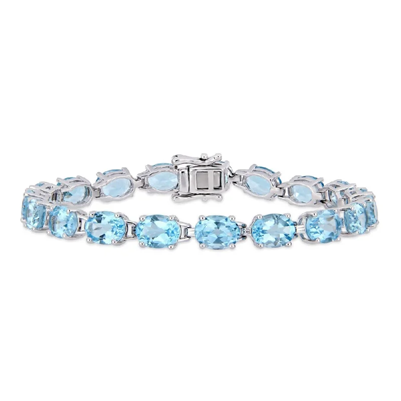 Pale morganite bracelet-Miadora Sterling Silver 28 1/2ct TGW Sky-Blue Topaz Tennis Bracelet