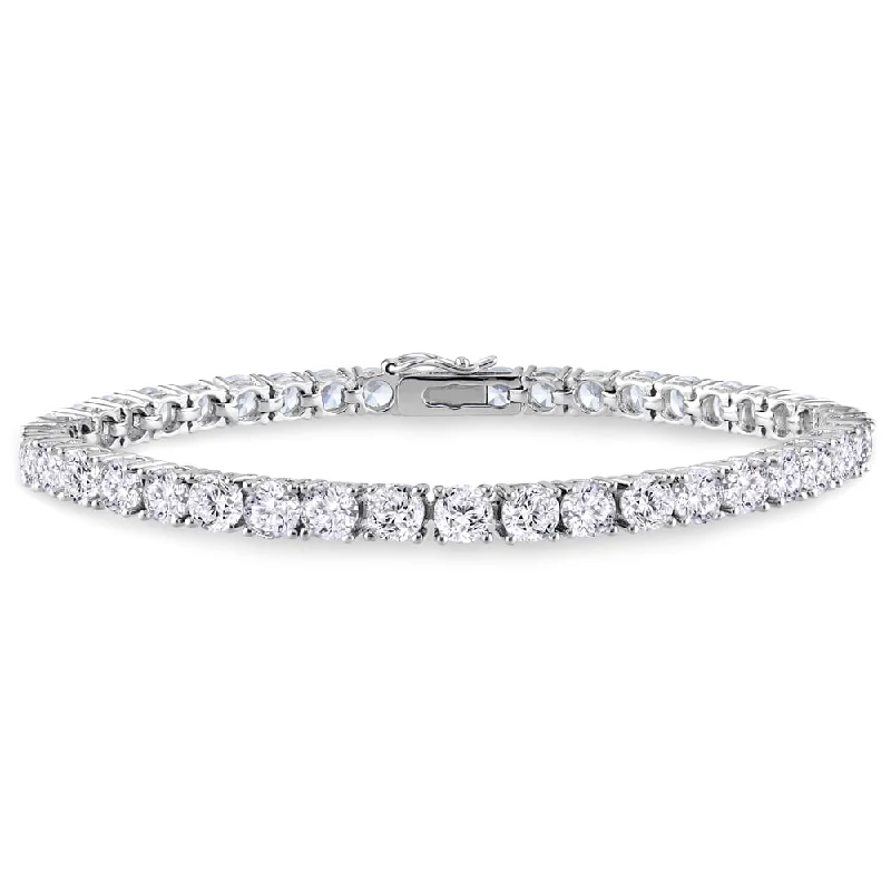 Curving bar bracelet-Miadora Sterling Silver Cubic Zirconia Tennis Bracelet