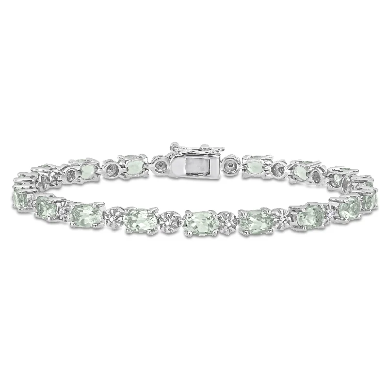 Arch motif bracelet-Miadora Sterling Silver Green Amethyst and Diamond Accent Tennis Bracelet