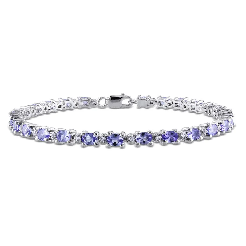 Glowing amethyst bracelet-Miadora Sterling Silver Tanzanite and White Topaz Bracelet