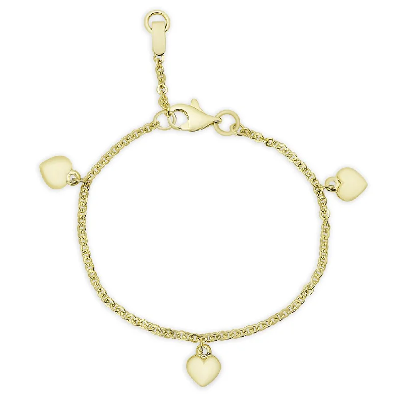 Elevated stone bracelet-Molly and Emma 14k Gold Heart Charm Bracelet