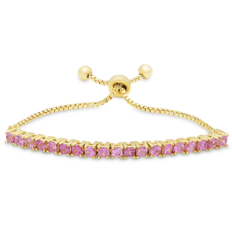 Gentle wave bracelet-Molly and Emma Gold over Silver or Sterling Silver Fuschia Cubic Zirconia Adjustable Slider Bracelet