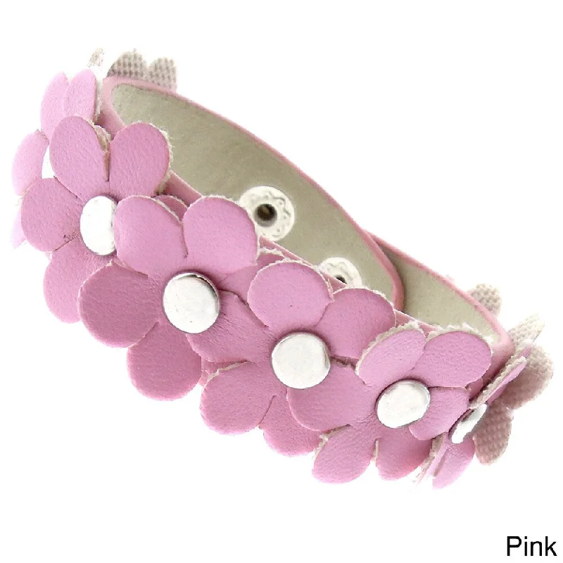 Glowing ruby bracelet-Molly and Emma Imitation Leather Children's Flower Bracelet