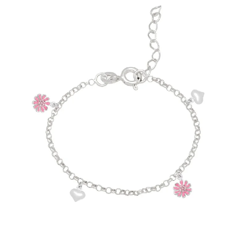 Radiant zircon bracelet-Molly and Emma Sterling Silver and Enamel Flower Charm Bracelet