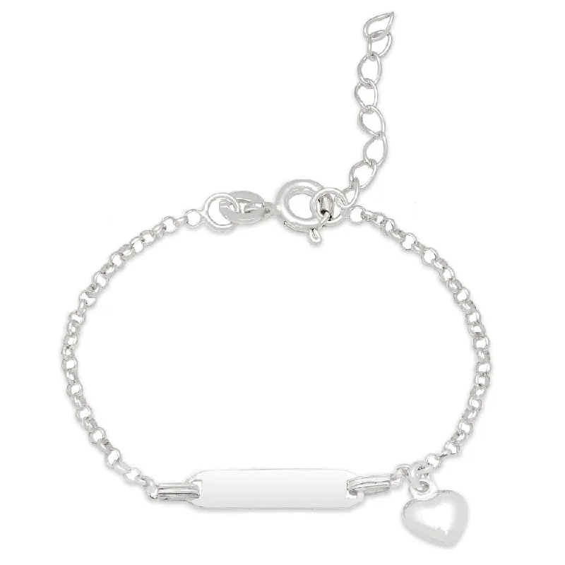 Glowing quartz bracelet-Molly and Emma Sterling Silver Dog Tag and Heart Charm Bracelet