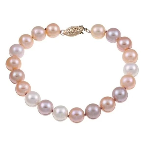 Vivid topaz bracelet-Multi-colored Pink Freshwater Pearl Classic 8-inch Bracelet (8-9 mm)