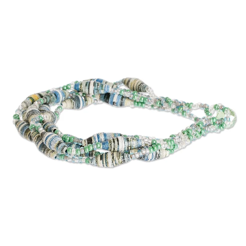 Sunken stone bracelet-Novica Handmade Bonds Of Friendship In Mint Recycled Paper Beaded Bracelet