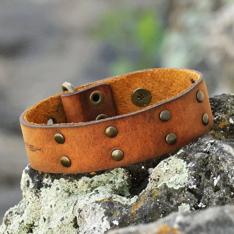 Stamped gem bracelet-Novica Handmade Honey & Bravery Men'S Leather Wristband Bracelet