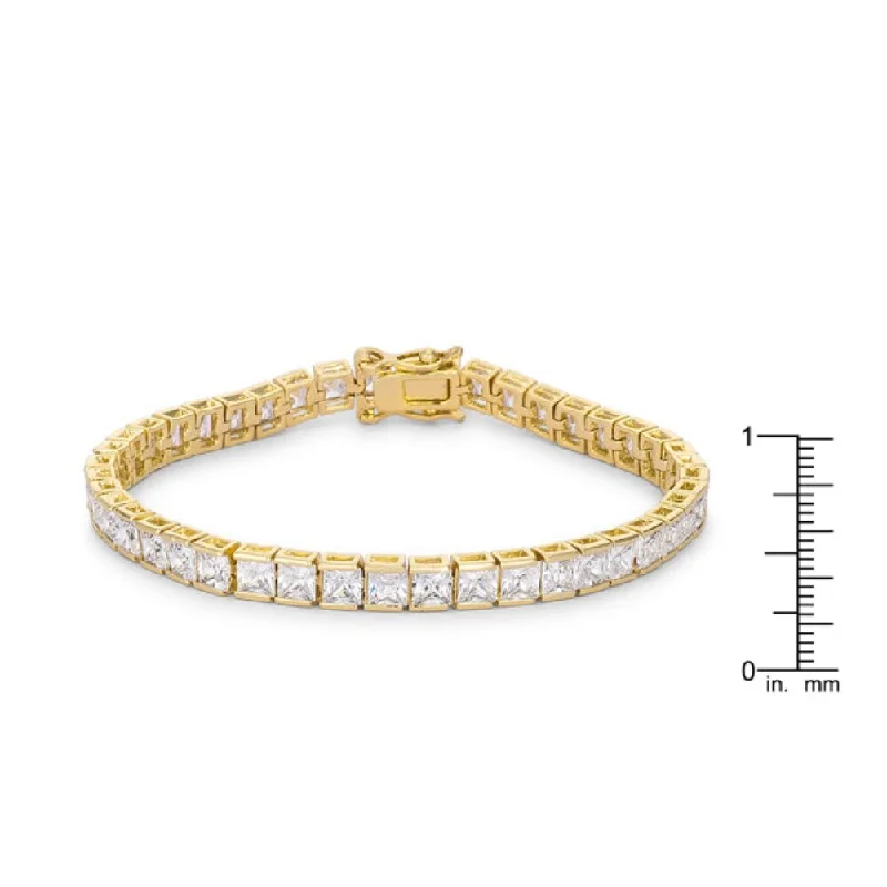 Thin diamond bracelet-Princess Cut Cz Gold Tone Tennis Bracelet - 7.5 Inch