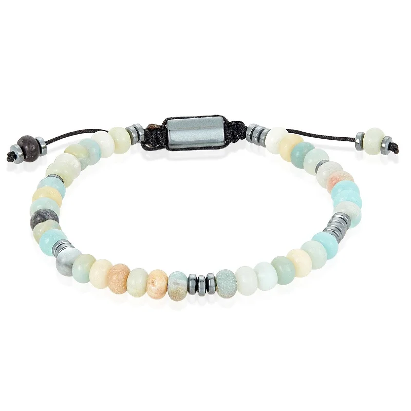 Etched band bracelet-Rondelle Shaped Natural Stone Beaded Adjustable Shocker Tie Bracelet