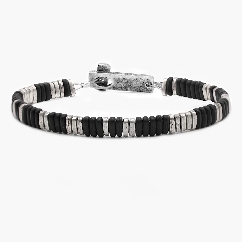 Gentle wave bracelet-Sterling Silver "Osaka" Bracelet (Black/Silver)