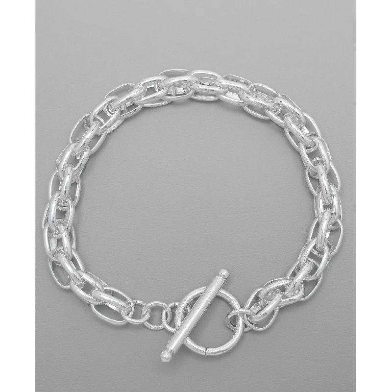 Retro-style opal bracelet-Victoria Townsend Silver Plated Thick Rolo Chain Link Bracelet