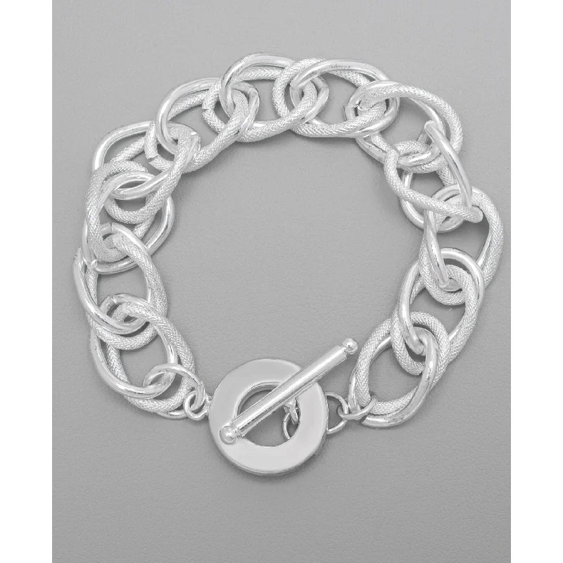 Hinged bracelet-Victoria Townsend Silver Plated Thick Toggle Link Bracelet