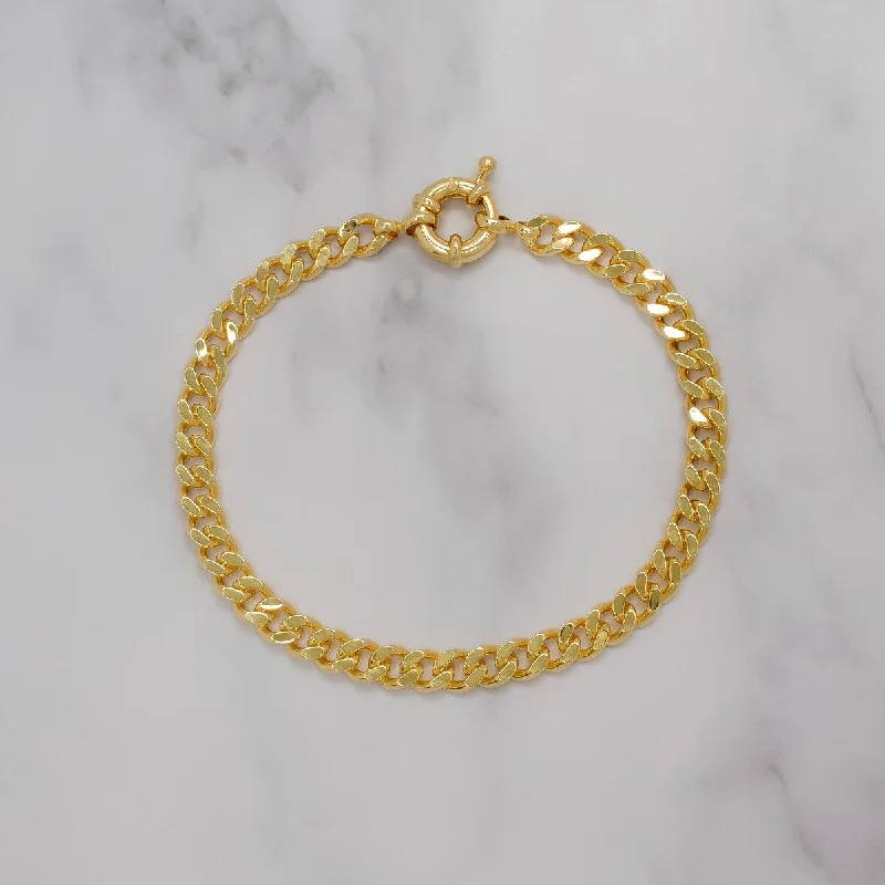 Satin gold bracelet-Victoria Townsend Yellow Gold Curb Link Bracelet