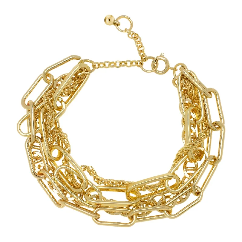 Sparkling link bracelet-Victoria Townsend Yellow Gold Plated 3 Row Link Bracelet