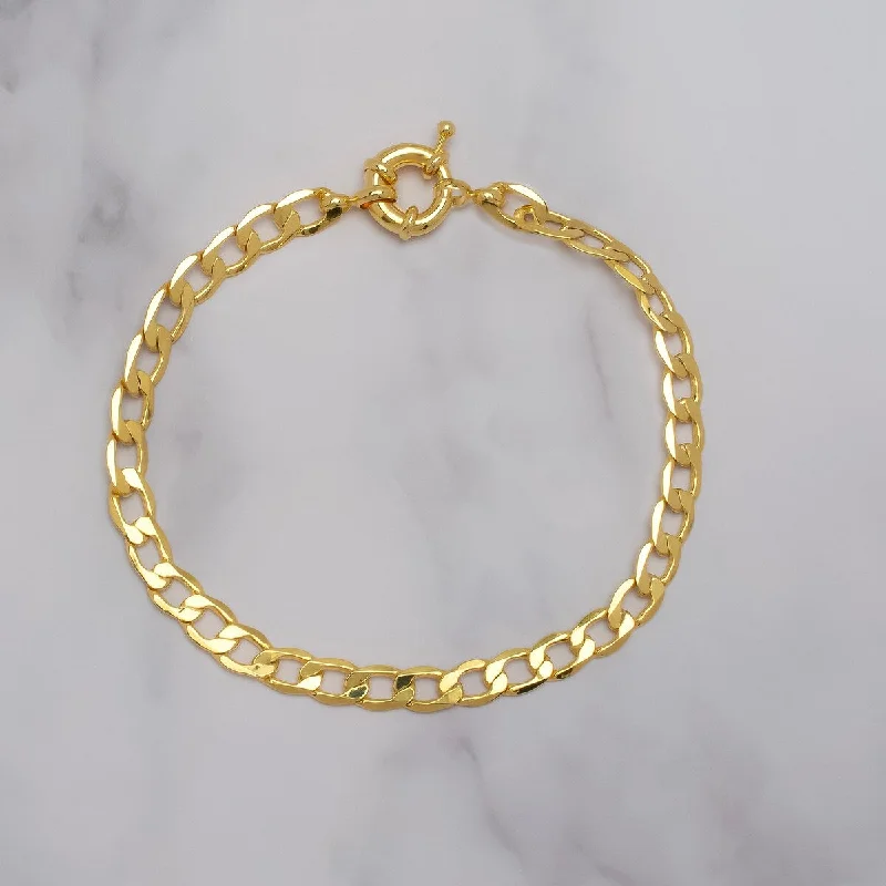 Pure pearl bracelet-Victoria Townsend Yellow Gold Plated Fkat Figaro Bracelet