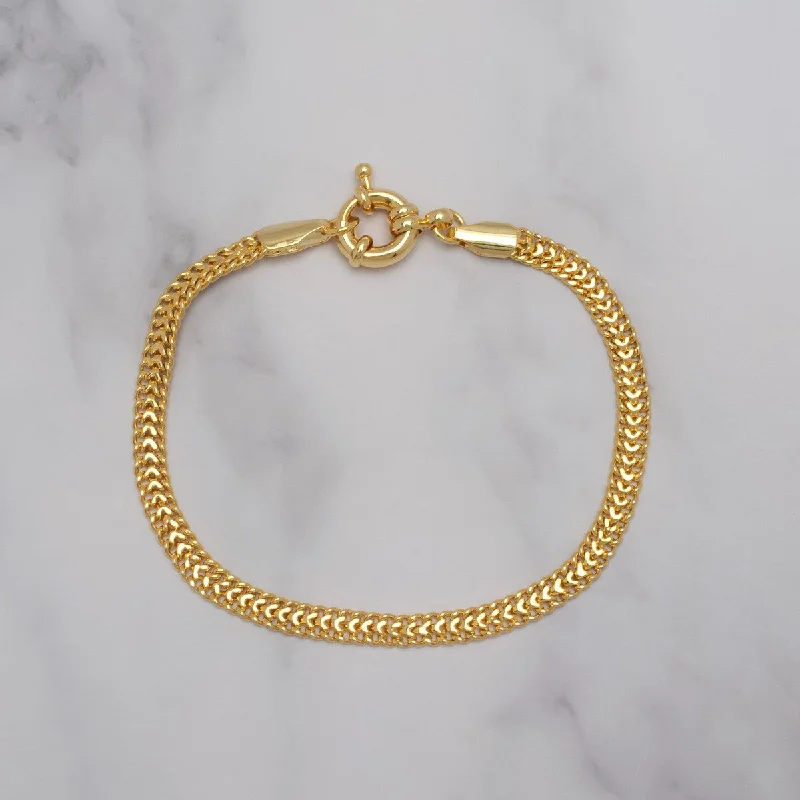 Classic emerald bracelet-Victoria Townsend Yellow Gold Plated Wheat Chain Bracelet