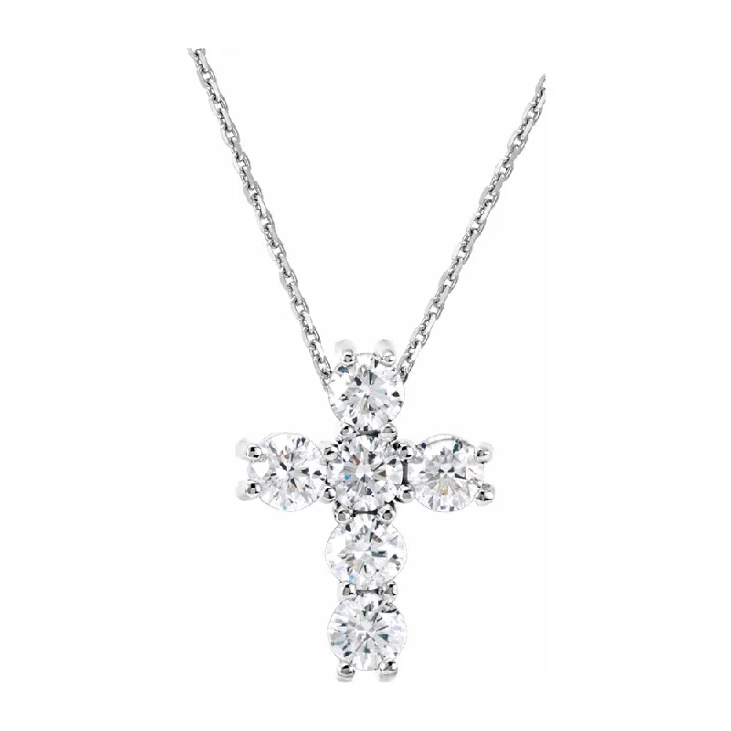 Ridge-set necklace-14K White Gold 1/4 CTW Diamond 10mm Cross Necklace, 18 Inch