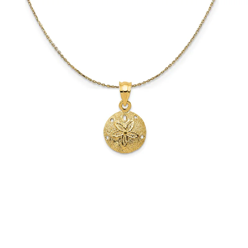 Polished steel necklace-14k Yellow Gold 12mm Laser Cut Sand Dollar Necklace