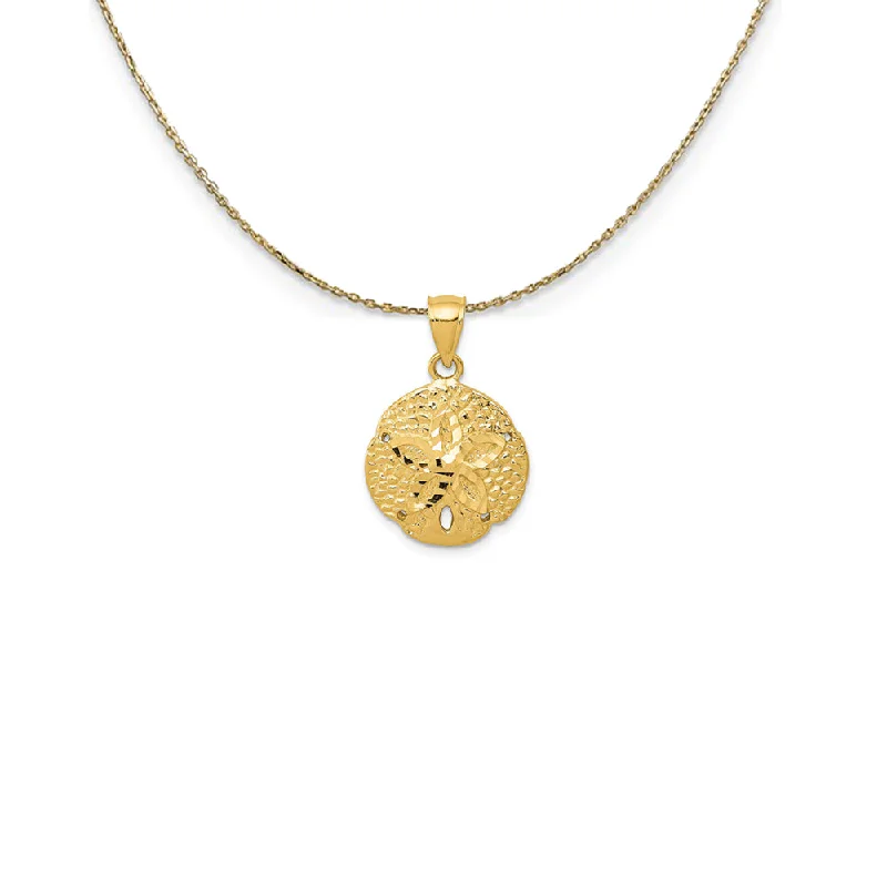 14k Yellow Gold 15mm Diamond Cut Sand Dollar Necklace