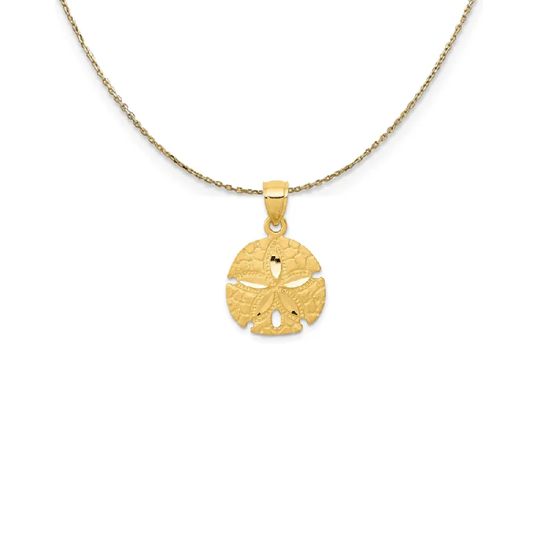 Glimmering gem necklace-14k Yellow Gold 15mm Diamond Cut Satin Sand Dollar Necklace