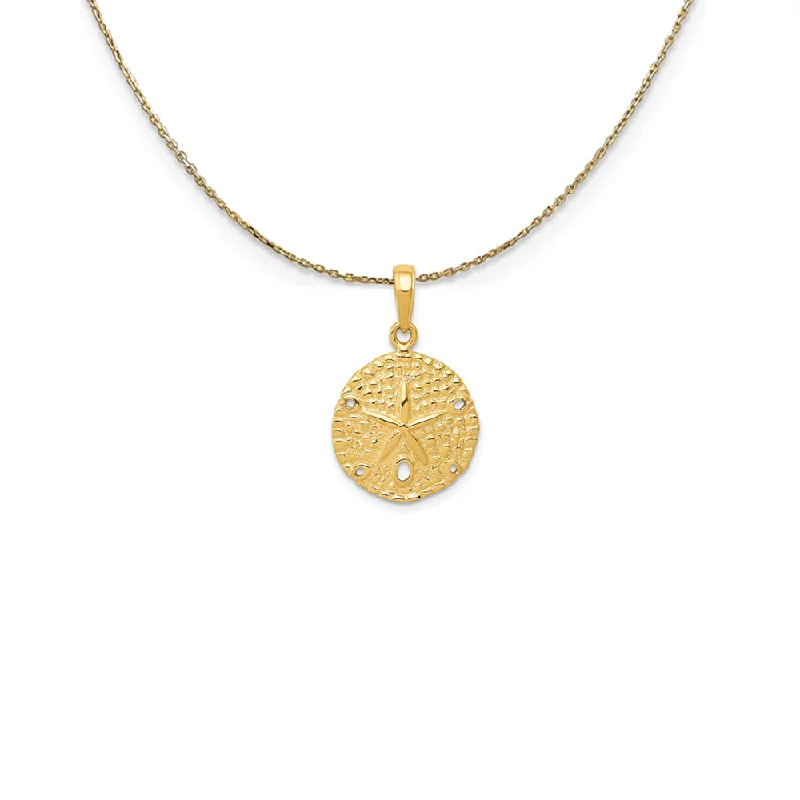 14k Yellow Gold 16mm Textured Sand Dollar Necklace