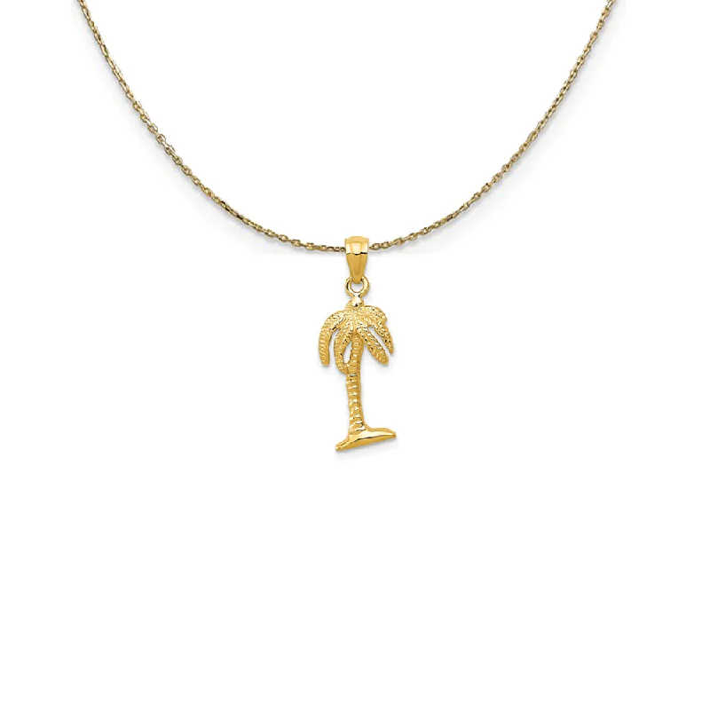 Prism crystal necklace-14k Yellow Gold 24mm Polished Palm Tree Necklace