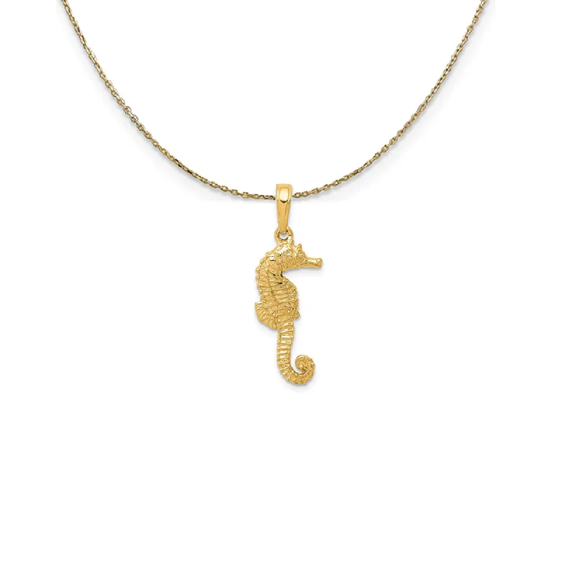 Outstretched gem necklace-14k Yellow Gold 2D Seahorse Necklace