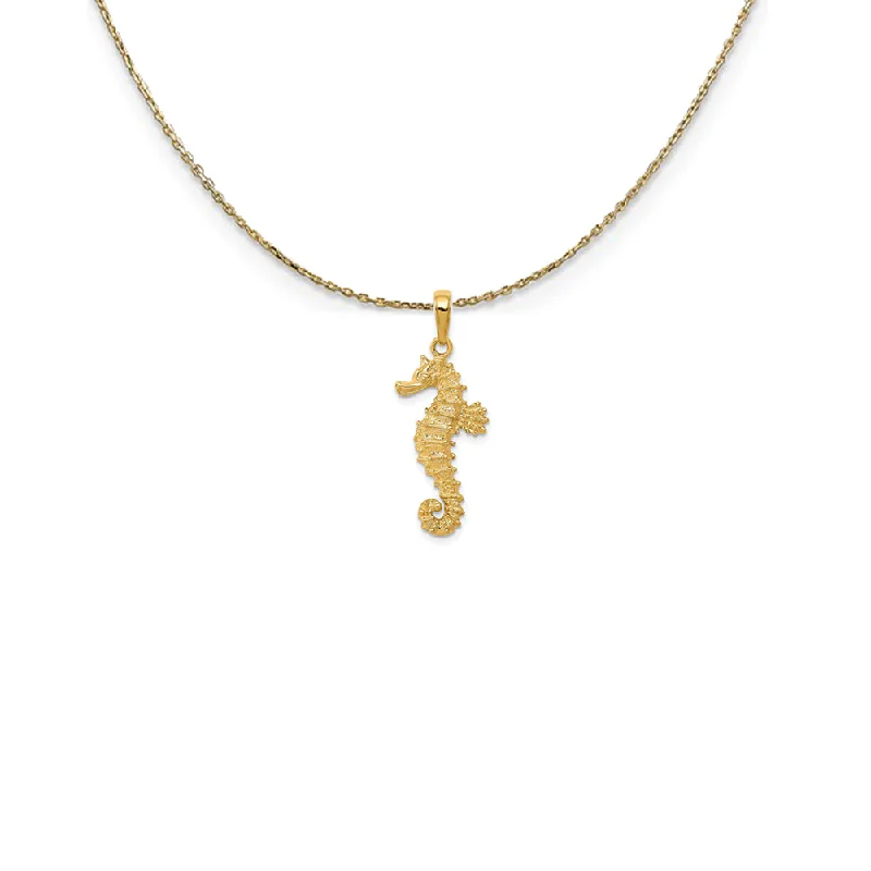 Ragged edge necklace-14k Yellow Gold 2D Textured Seahorse Necklace