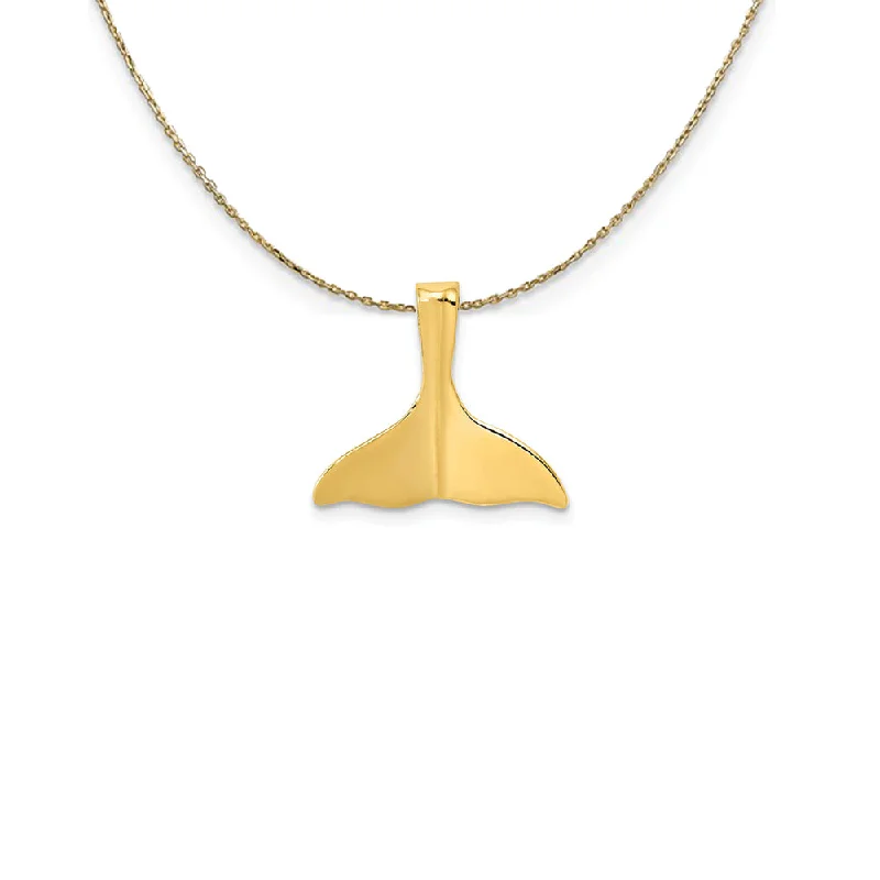 Stamped design necklace-14k Yellow Gold 3D Polished Whale Tail Slide Necklace