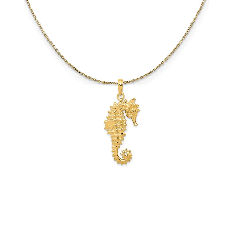 Layered tier necklace-14k Yellow Gold 3D Seahorse Necklace