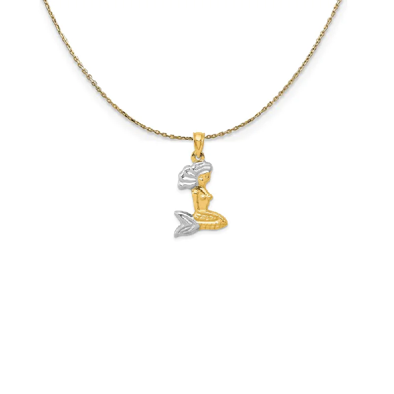 Winding twist necklace-14k Yellow Gold and Rhodium 3D Hollow Mermaid Necklace