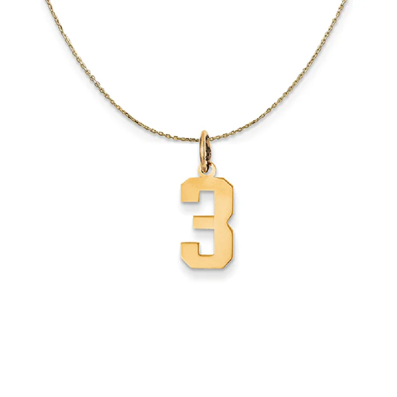 Tesselated design necklace-14k Yellow Gold, Athletic, Sm Polished Number 3 Necklace