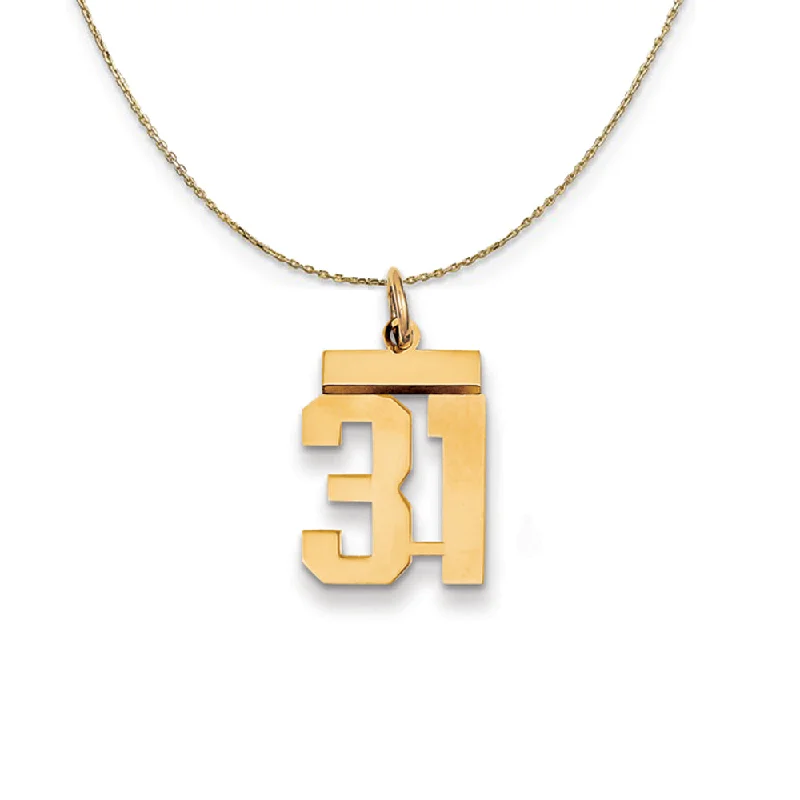 Patterned glaze necklace-14k Yellow Gold, Athletic, Sm Polished Number 31 Necklace