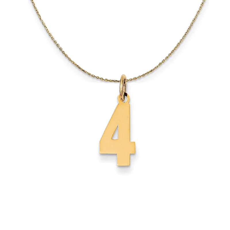 14k Yellow Gold, Athletic, Sm Polished Number 4 Necklace