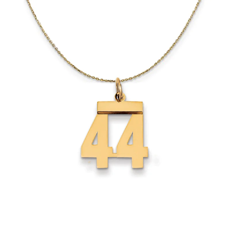 Sunken stone necklace-14k Yellow Gold, Athletic, Sm Polished Number 44 Necklace