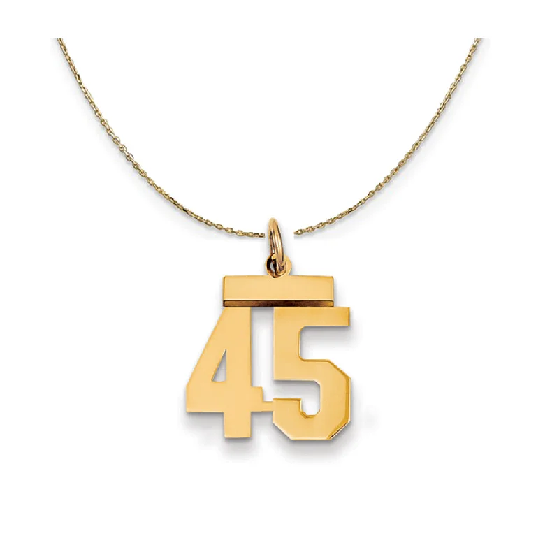 14k Yellow Gold, Athletic, Sm Polished Number 45 Necklace