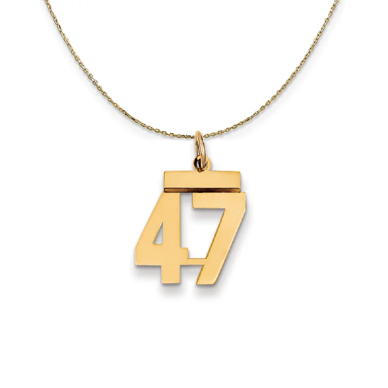 14k Yellow Gold, Athletic, Sm Polished Number 47 Necklace