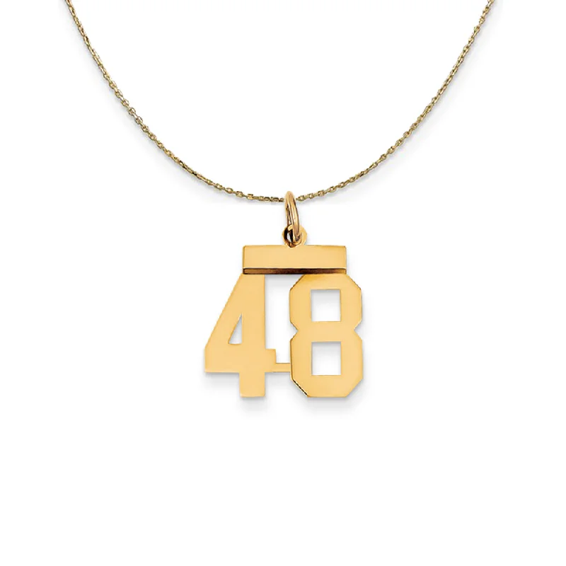 14k Yellow Gold, Athletic, Sm Polished Number 48 Necklace