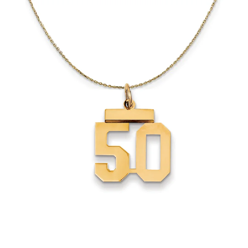 14k Yellow Gold, Athletic, Sm Polished Number 50 Necklace