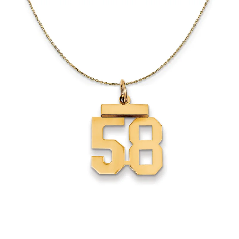 14k Yellow Gold, Athletic, Sm Polished Number 58 Necklace