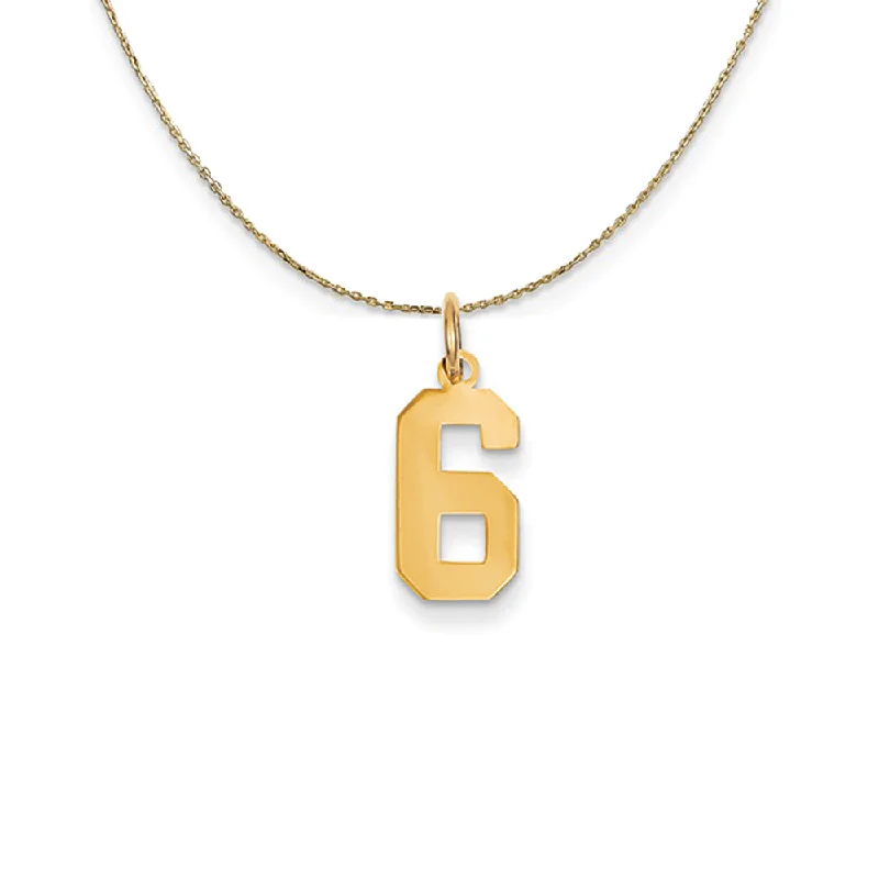 Inset gem necklace-14k Yellow Gold, Athletic, Sm Polished Number 6 Necklace