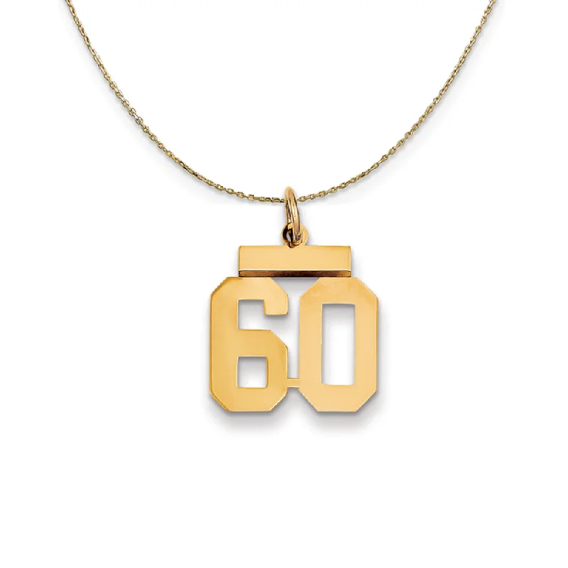 14k Yellow Gold, Athletic, Sm Polished Number 60 Necklace