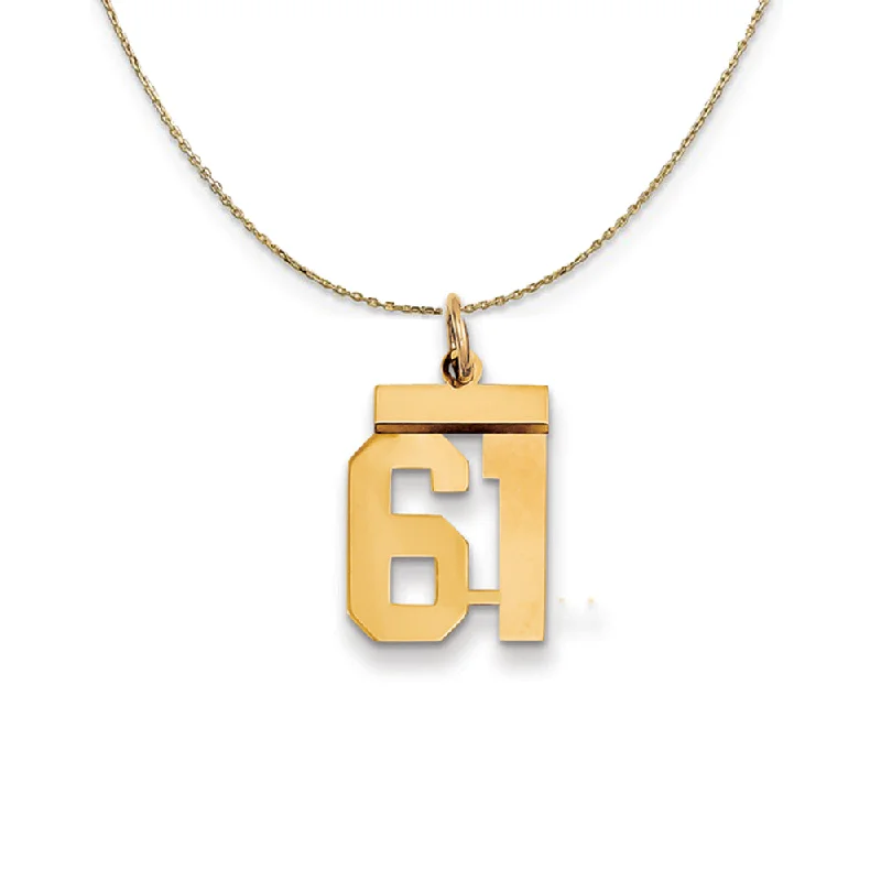 Vintage-edge necklace-14k Yellow Gold, Athletic, Sm Polished Number 61 Necklace